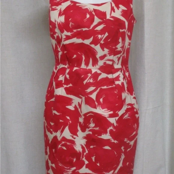 LK Bennett Red and White Floral Midi Dress - Picture 1 of 15